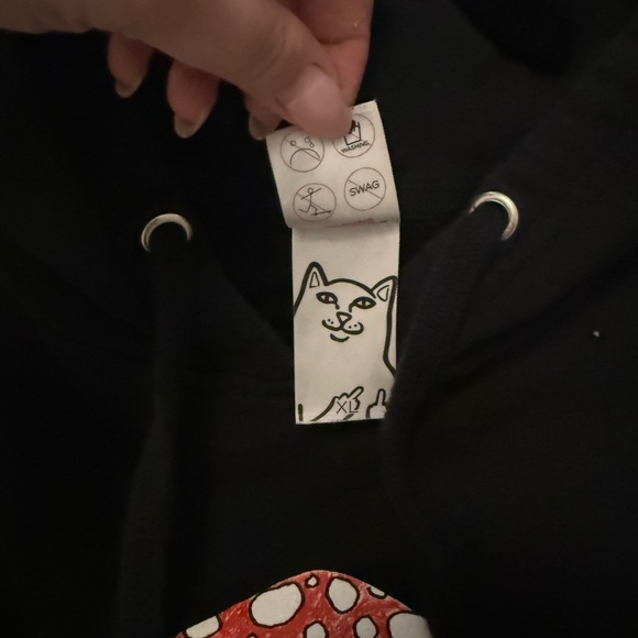 Ripndip Black Hoodie with Cat and Mushroom Design Size XL - Picture 5 of 6